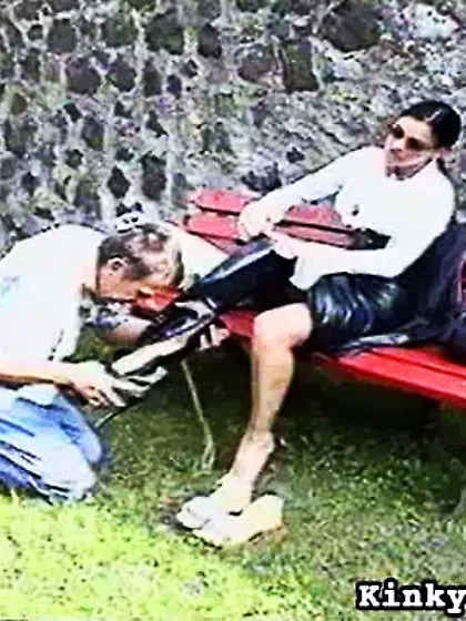 Submissive slave public mistress