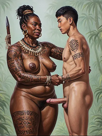 Young Asian Boy ends up with African Warrior