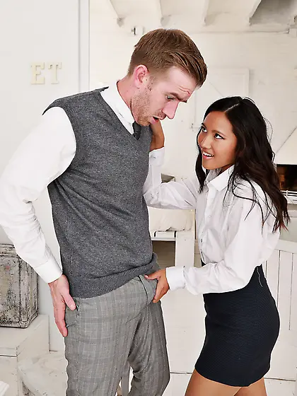 Mai Thai sucks huge UK cock and gets fucked in various positions