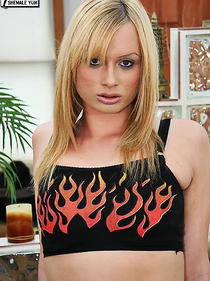 Charming Blonde Tgirl Jerking