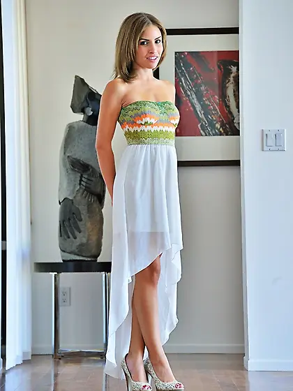 American skinny flat chested brunette