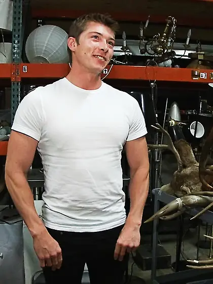 Fair-haired guy gagged jeered