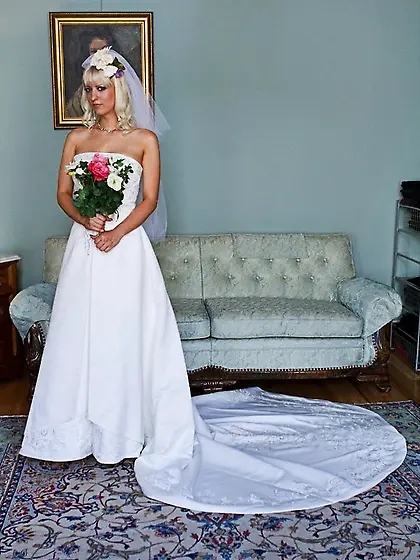 Blonde bride gets abused by three shameless...