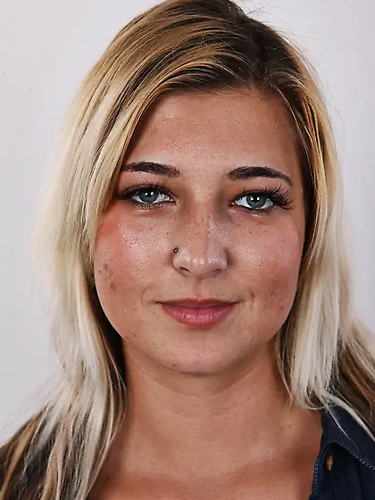 Cute blonde peels blue