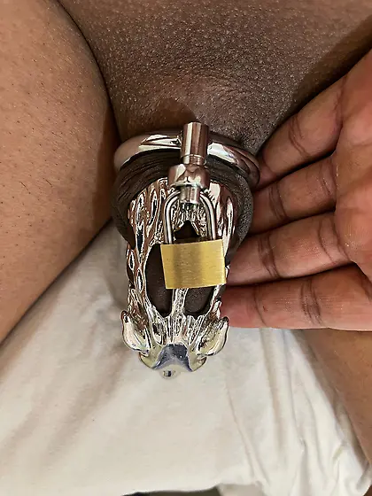 Indian small cock in Chastity,  cuckold cock caged
