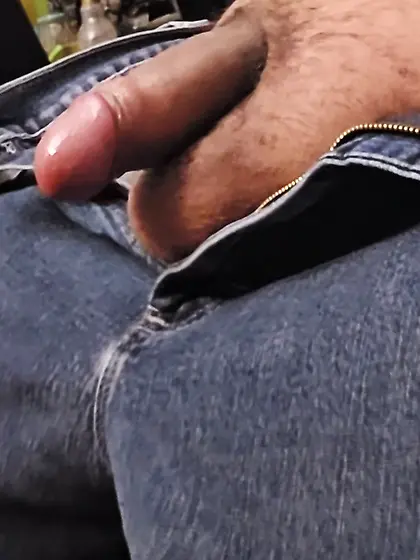 My fat cock hanging out of my pants