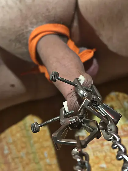 Master working on ugly cock