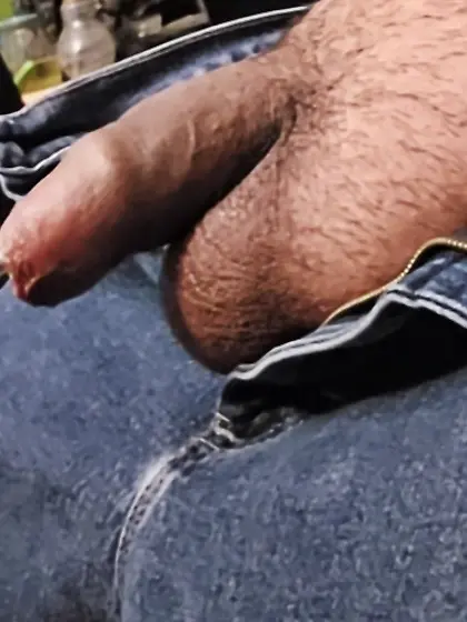 My fat cock hanging out of my pants