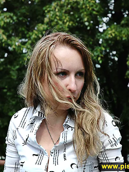 Pissing on tiles in the park