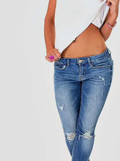 Handsome blonde in jeans Kiara Lord enjoys in revealing her body