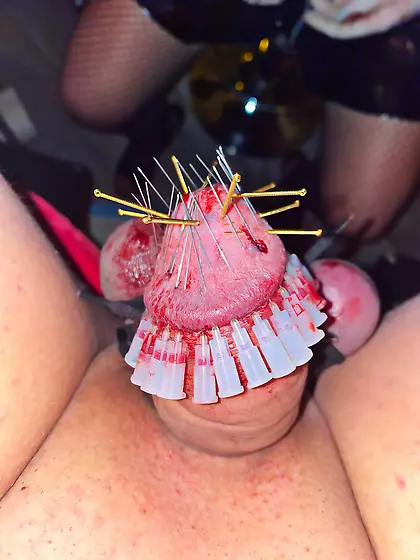 Bloody Needle Play CBT Cock & Ball Skewering