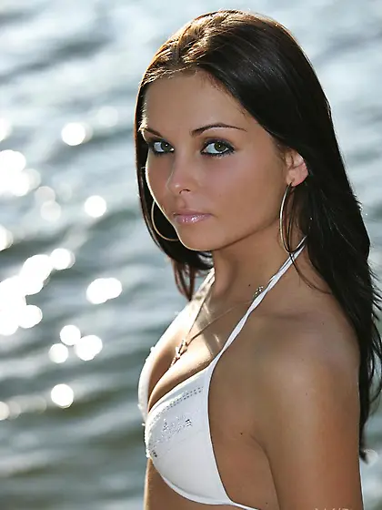 Smooth skinned Divinity Love with sexy small nipples removes her