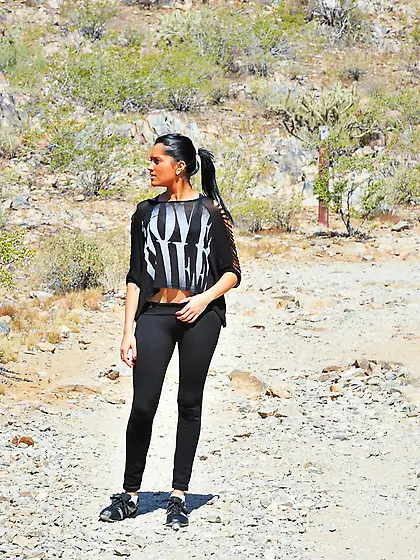 Cute teen Latina Giselle Mari strips outdoors and goes inside to