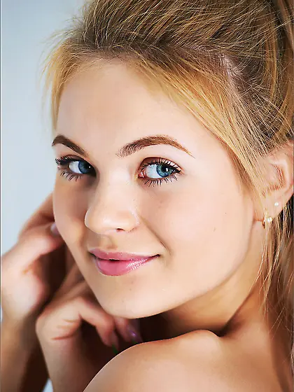 Gorgeous golden haired girl Talia MPL enjoys in teasing all the