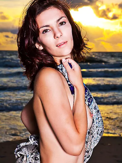 The beautiful babe Adela Nubiles is on the sea shore naked in th