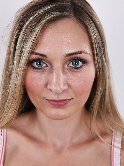 Blue-eyed fair-haired mom small