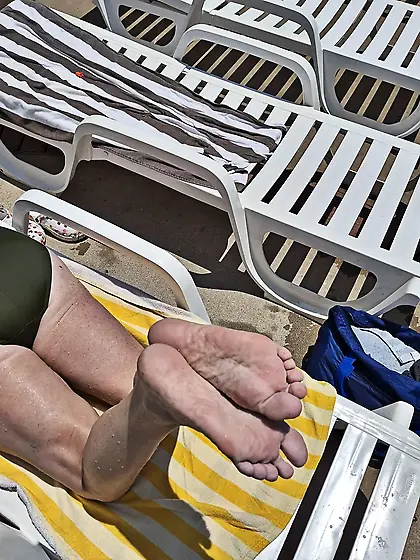 Barefoot at the pool