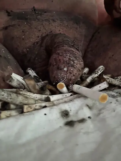 Submissive sissy male ashtray