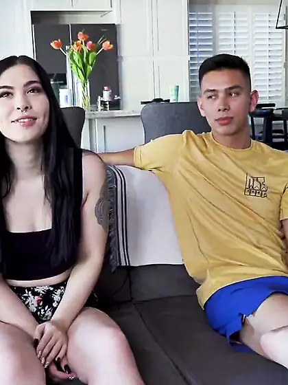 Small-titty brunette teen licked in 69 and...