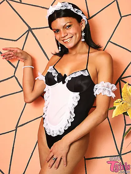 Hot tgirl as a maid