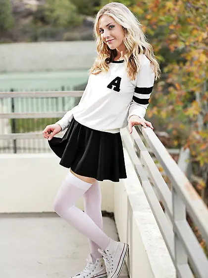 Cute blonde cheerleader wearing