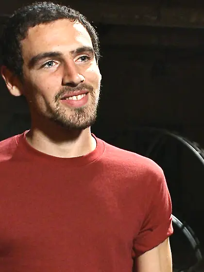 Brunette guy stiff rod