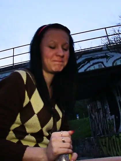 Shy black haired teen