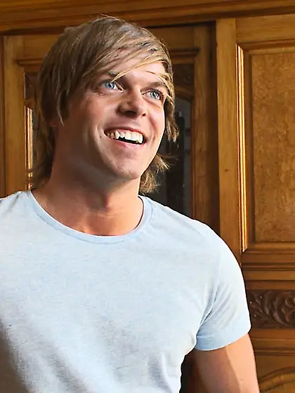 Muscular fair-haired stud pooper