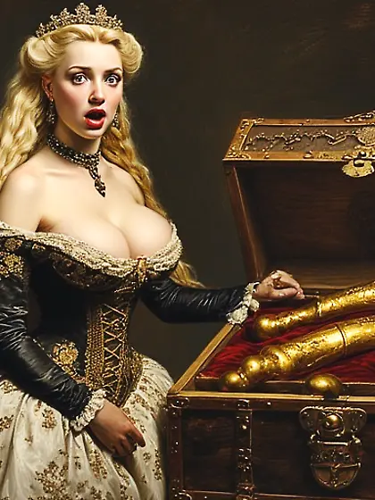 Discovering the queen's golden dildos