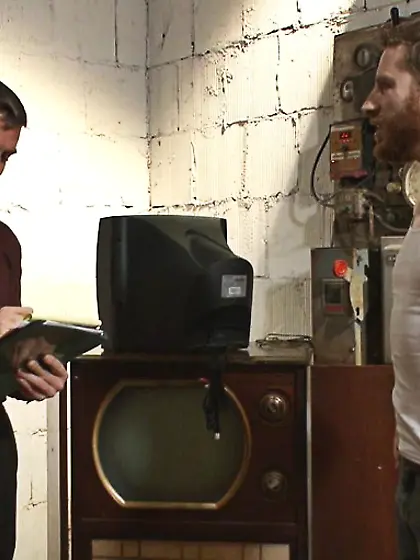 Gagged hogtied suspended guy