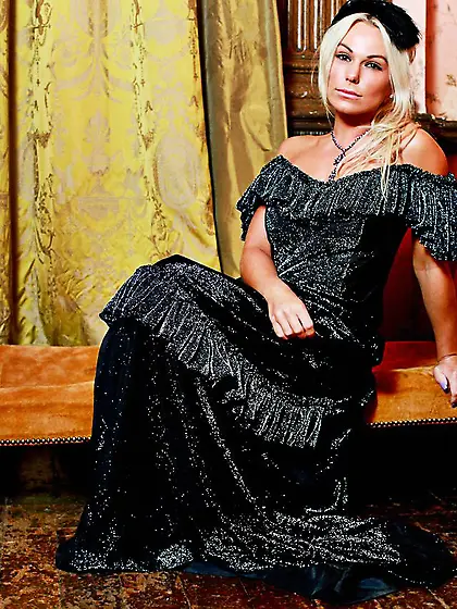 Luxurious babes in long dresses Louise Jenson and Caprice Jane s