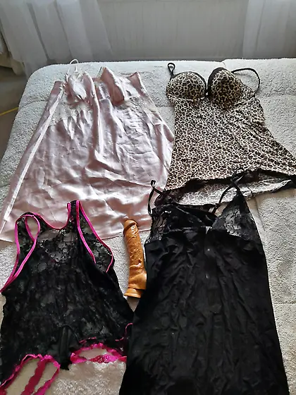 My mums sexy lingerie sets and big dildo