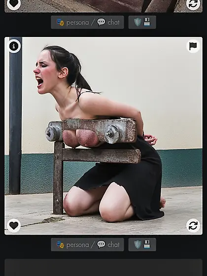 Tiddies on guillotine