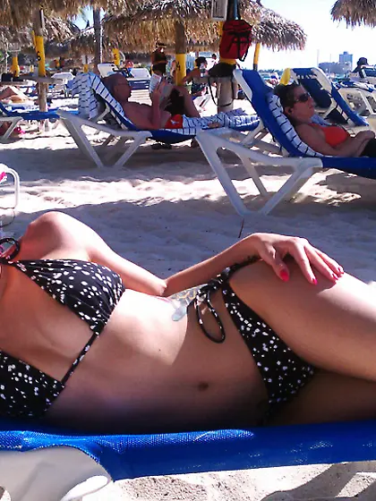 Naughty angel wearing swimsuit