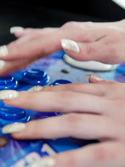 Skinny long-haired brunette slut