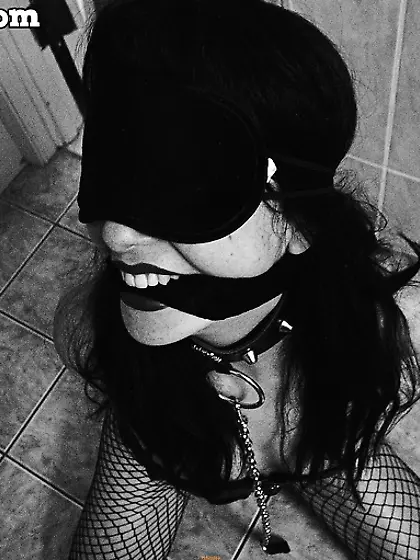 Blindfolded gagged slave dog