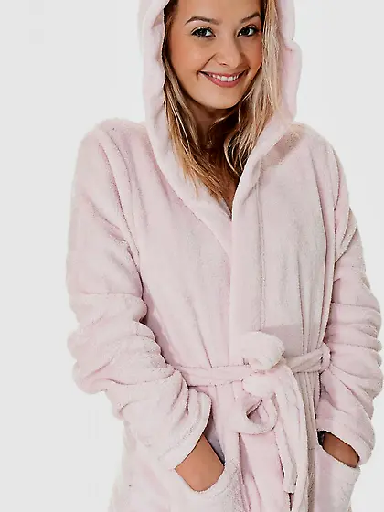 Gorgeous busty blonde Anna Tatu poses in her bath robe as well a