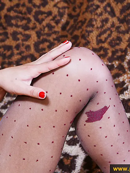 Patterned pantyhose footjob and blowjob