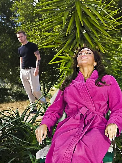 Adriana Deville takes her sexy pink lingerie set and takes a rid