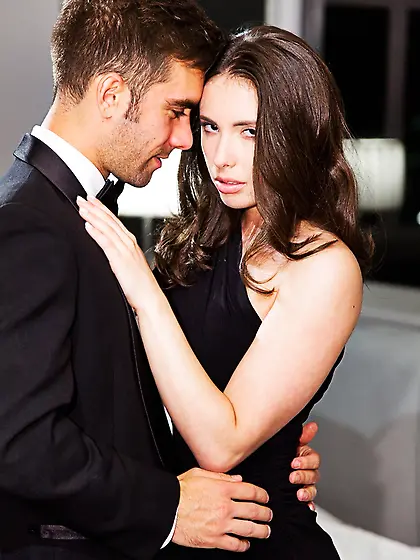 Elegant black haired slut