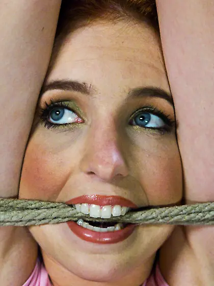 Slim chick tied pegged