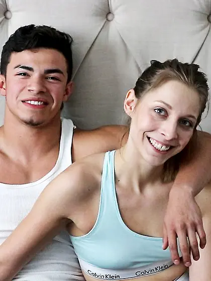 Blonde spreads long legs