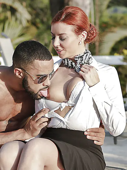 Bianca Resa rides big black cock deep in her shaved pussy