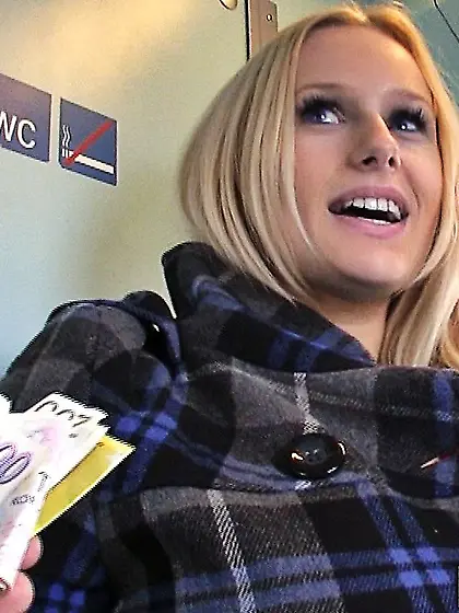 Busty blonde Welli Angel shows off her tits and bangs a dude for