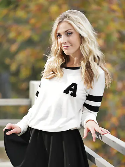 Gorgeous blonde student chick Karla Kush is naughtily taking off