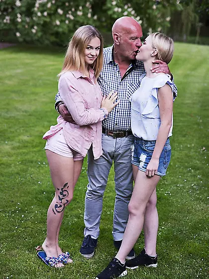 Two chicks are showing how they care about the elderly too