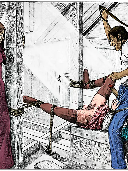 Whipped on the pussy (by Farrel). Colorized.