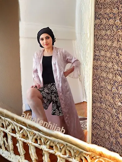 Hijab girl in satin robe