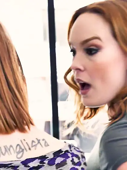 Busty redhead mom fucks tiny daughter with...