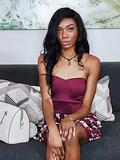 Black girl cleans slender body before a hot...